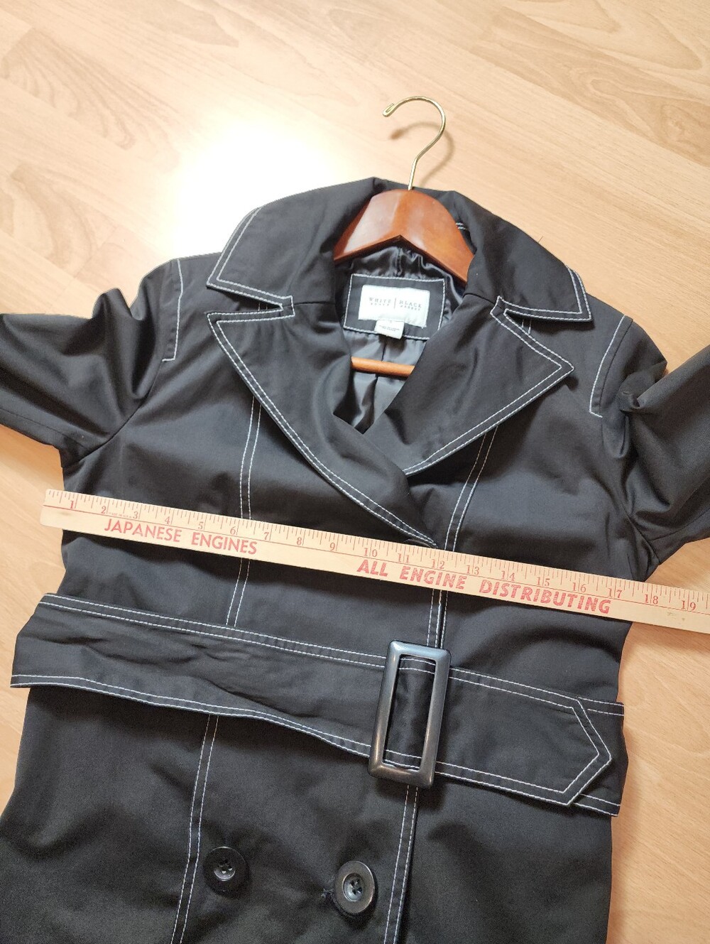 WHBM Black Double Breasted Jacket Belted Women's Size Small